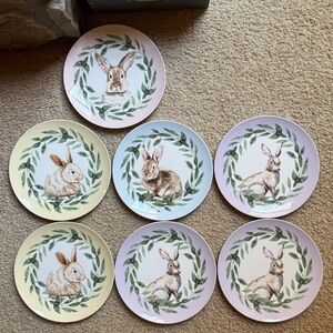 NWT! Kirkland’s “Bunny Wreath” Plates (set of 7)